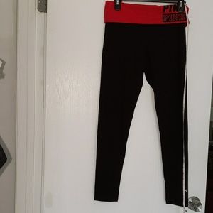 PINK VICTORIA'S SECRET SZ M  RED\ BLACK YOGA PANTS
